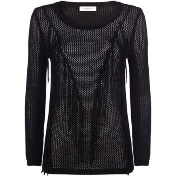 Sandro Open Knit Fringe Sweater - Picture 1 of 11